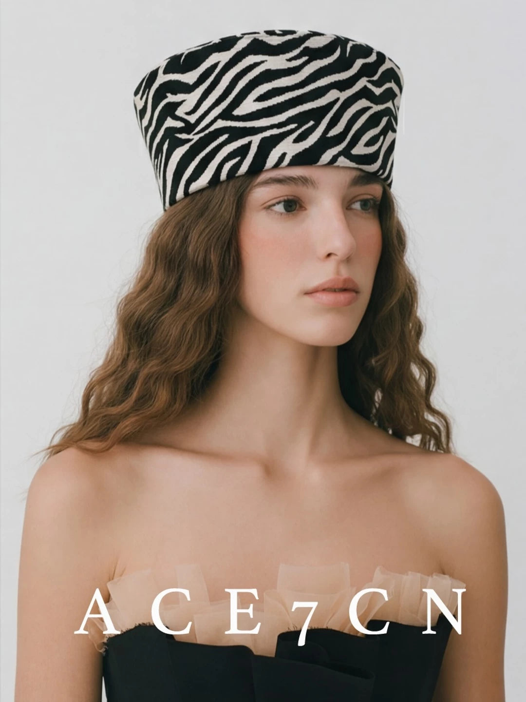 Oversized Zebra Pillbox Hat — ACE7CN