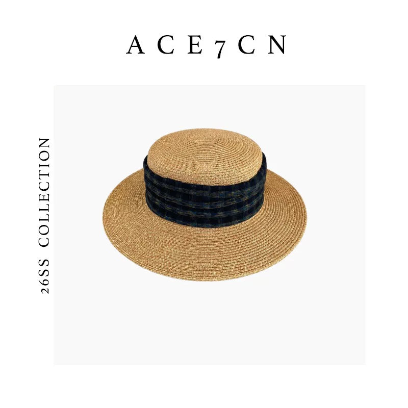 Plaid Straw Fedora — ACE7CN