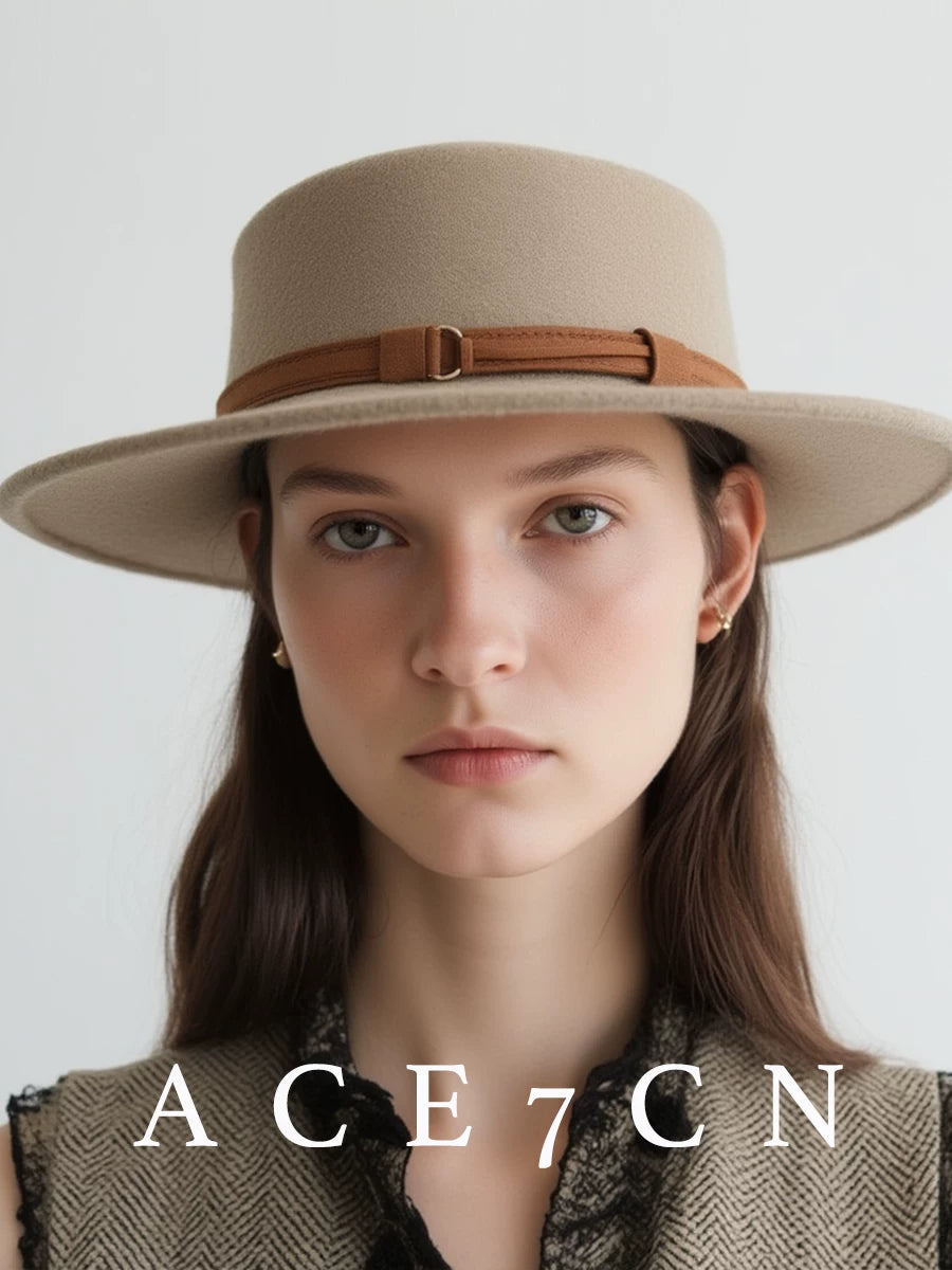 Buckle-Belt Wool Panama Hat — ACE7CN