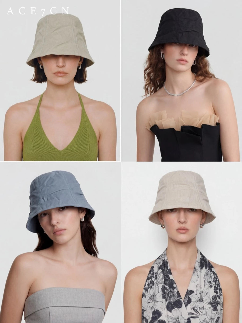 Hand-Pleated Cotton Bucket Hat — ACE7CN