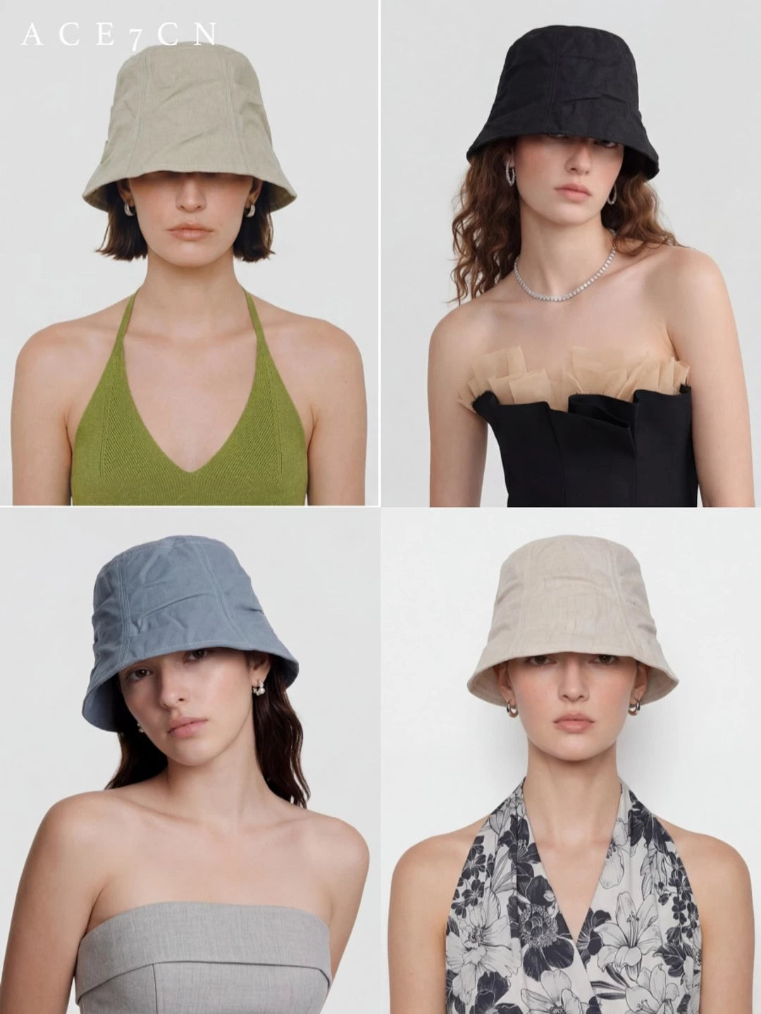 Hand-Pleated Cotton Bucket Hat — ACE7CN
