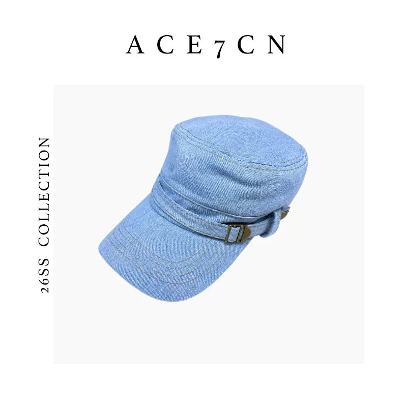 Flat-Top Denim Riding Cap — ACE7CN