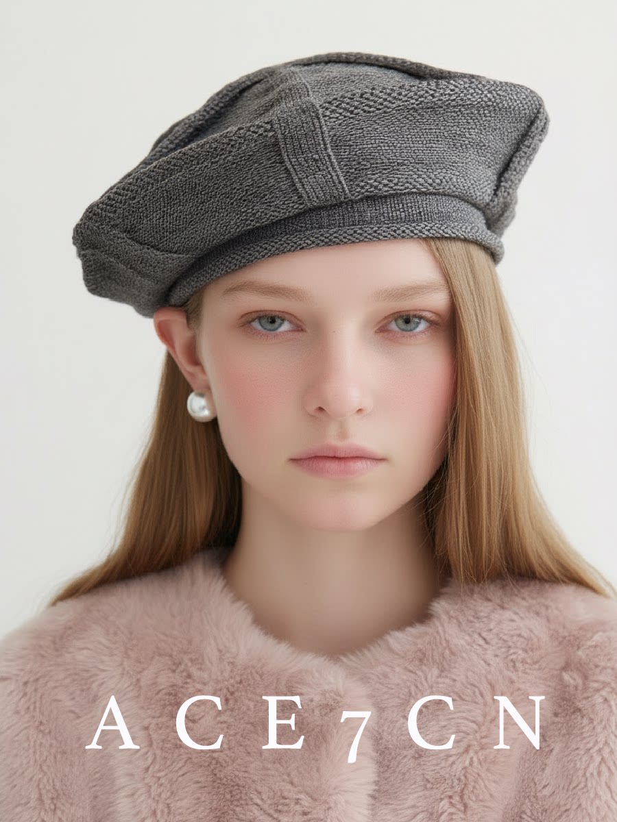 Octagonal Knit Wool Painter Beret — ACE7CN
