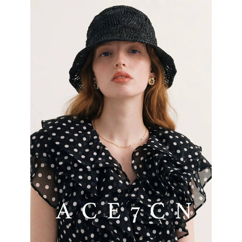 Openwork Straw Bucket Hat — ACE7CN