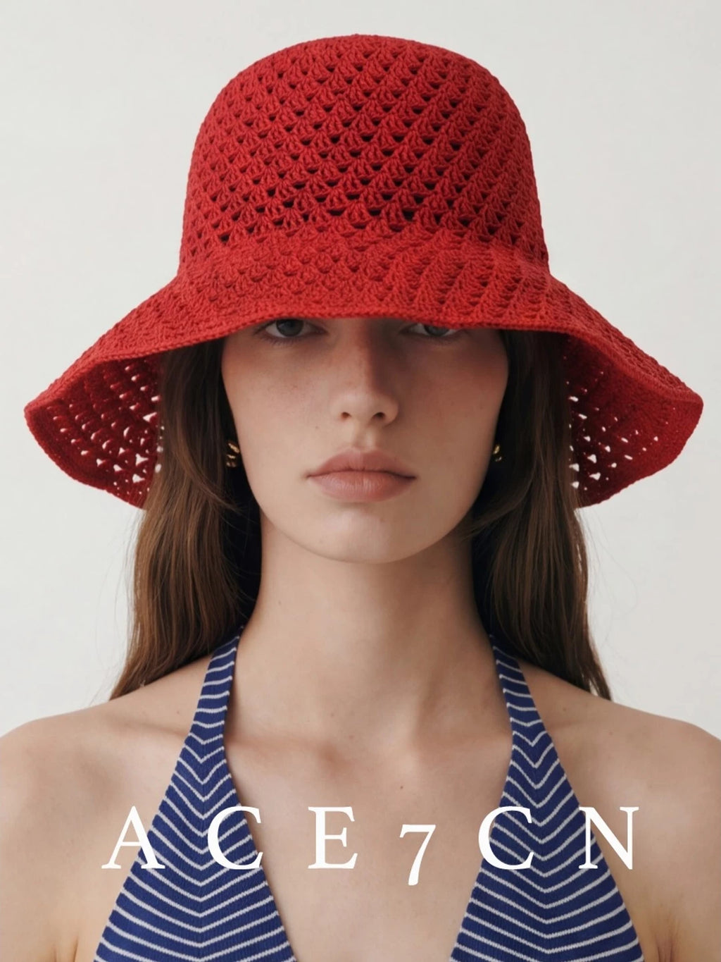 Foldable Openwork Straw Bucket Hat — ACE7CN
