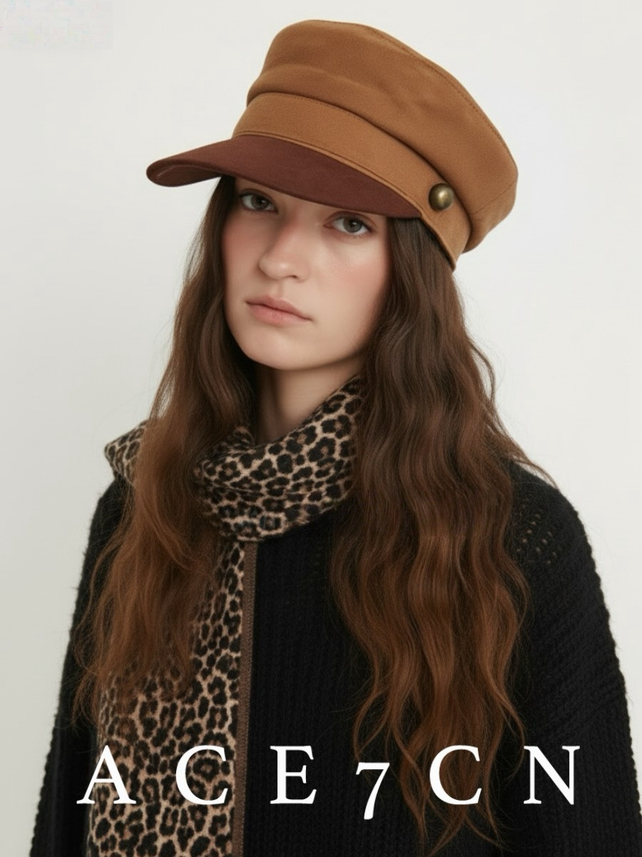 Suede Peaked Newsboy Cap — ACE7CN