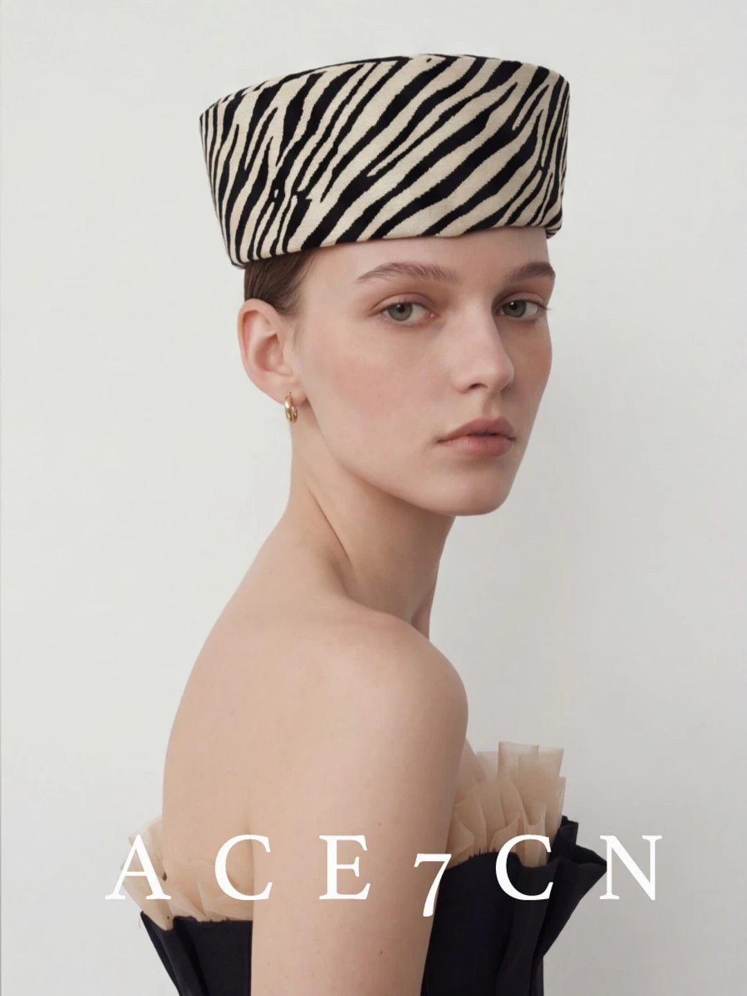Zebra-Print Pillbox Hat — ACE7CN