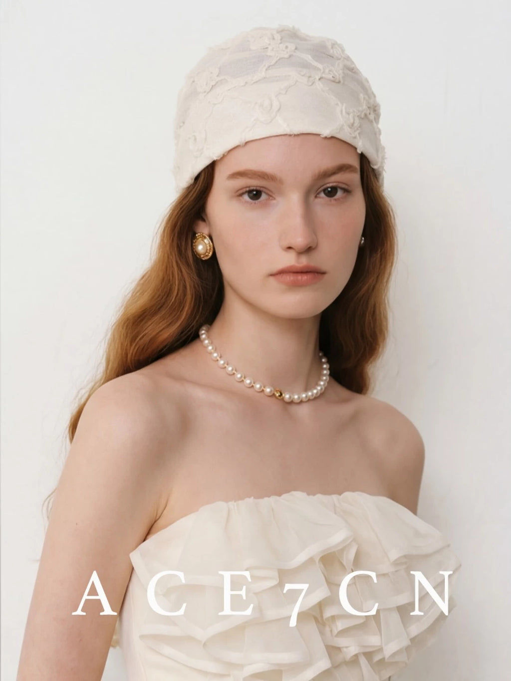 Sheer Tulle Floral Head Scarf Hat — ACE7CN