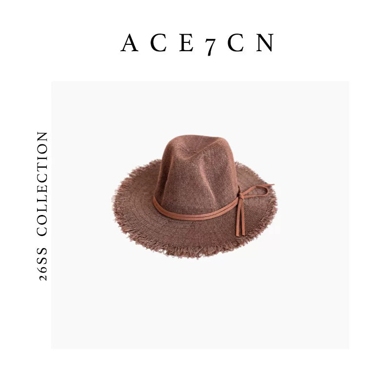 Linen-Straw Fedora Hat — ACE7CN