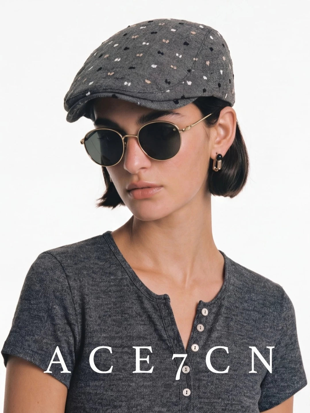 Flocked Multicolor-Yarn Flat Cap — ACE7CN