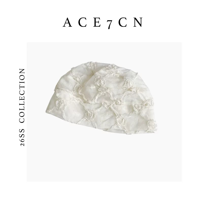 Sheer Tulle Floral Head Scarf Hat — ACE7CN