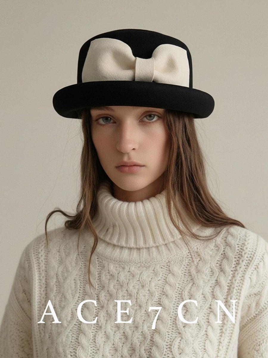 Bow-Detail Wool Fedora — ACE7CN