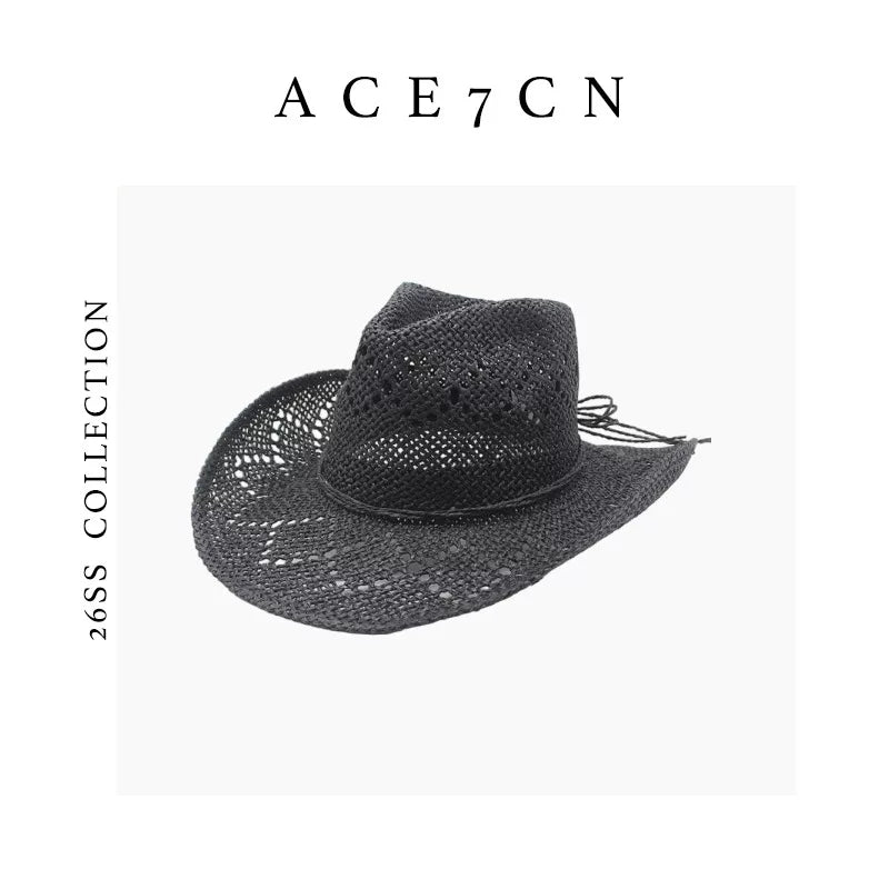 Openwork Straw Cowboy Hat — ACE7CN