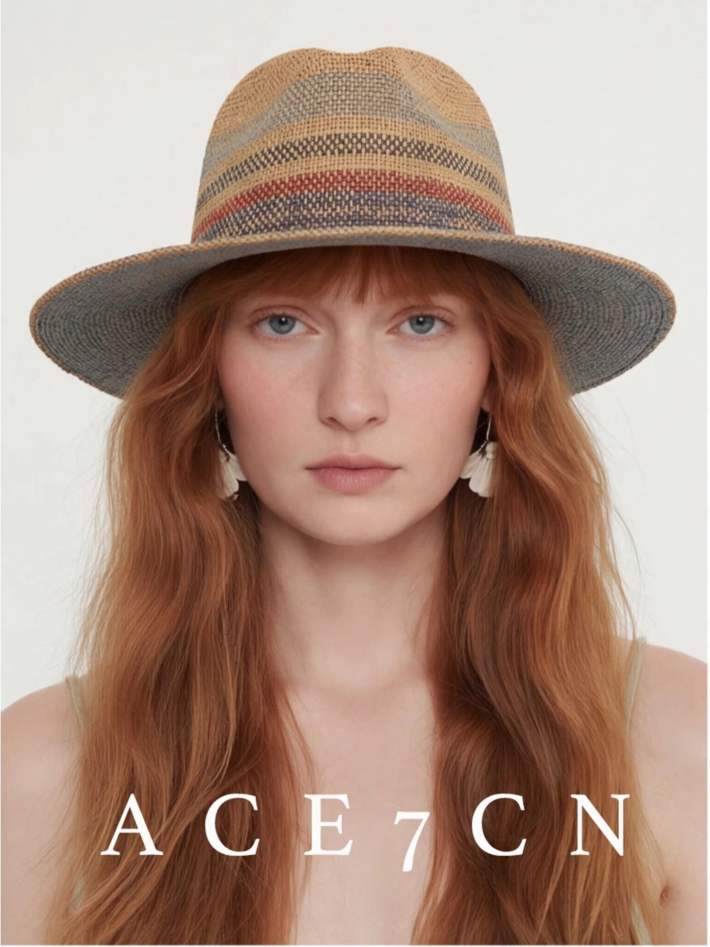 Color-Block Raffia Fedora — ACE7CN