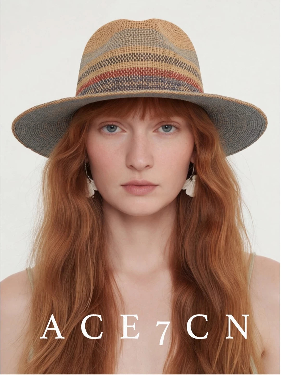 Color-Block Raffia Fedora — ACE7CN