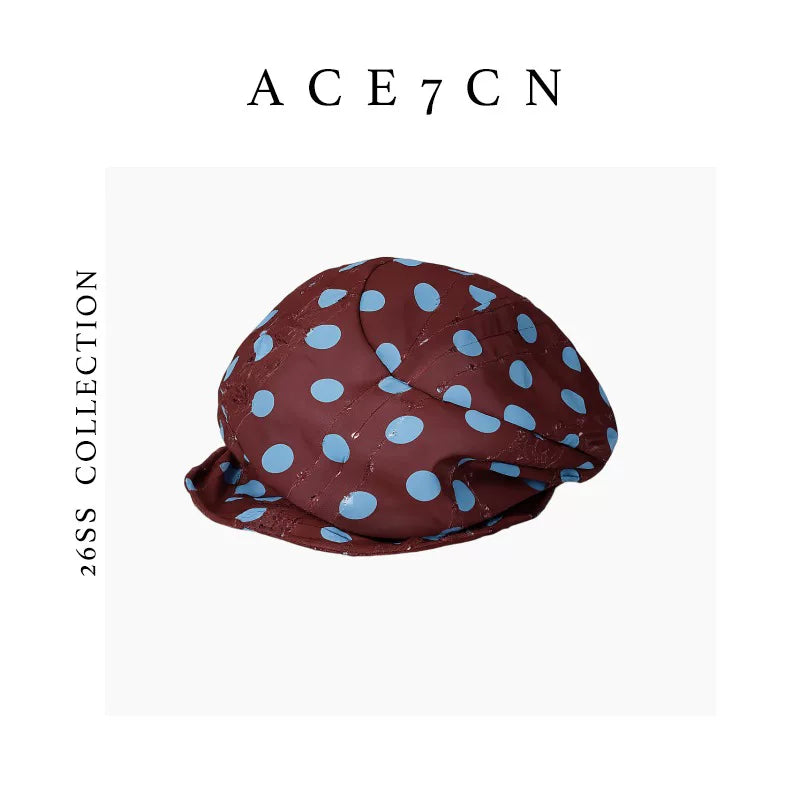 Floral Polka-Dot Newsboy Cap — ACE7CN