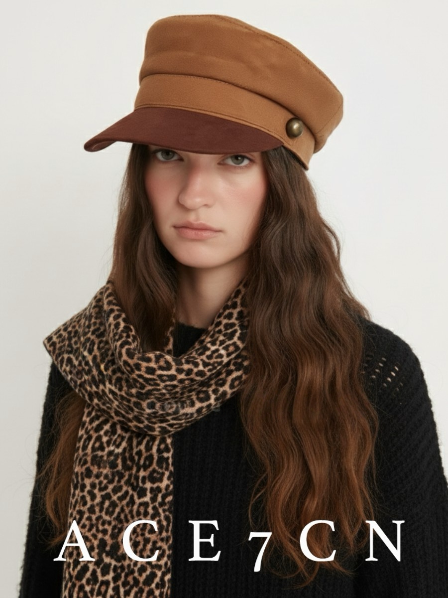 Suede Peaked Newsboy Cap — ACE7CN