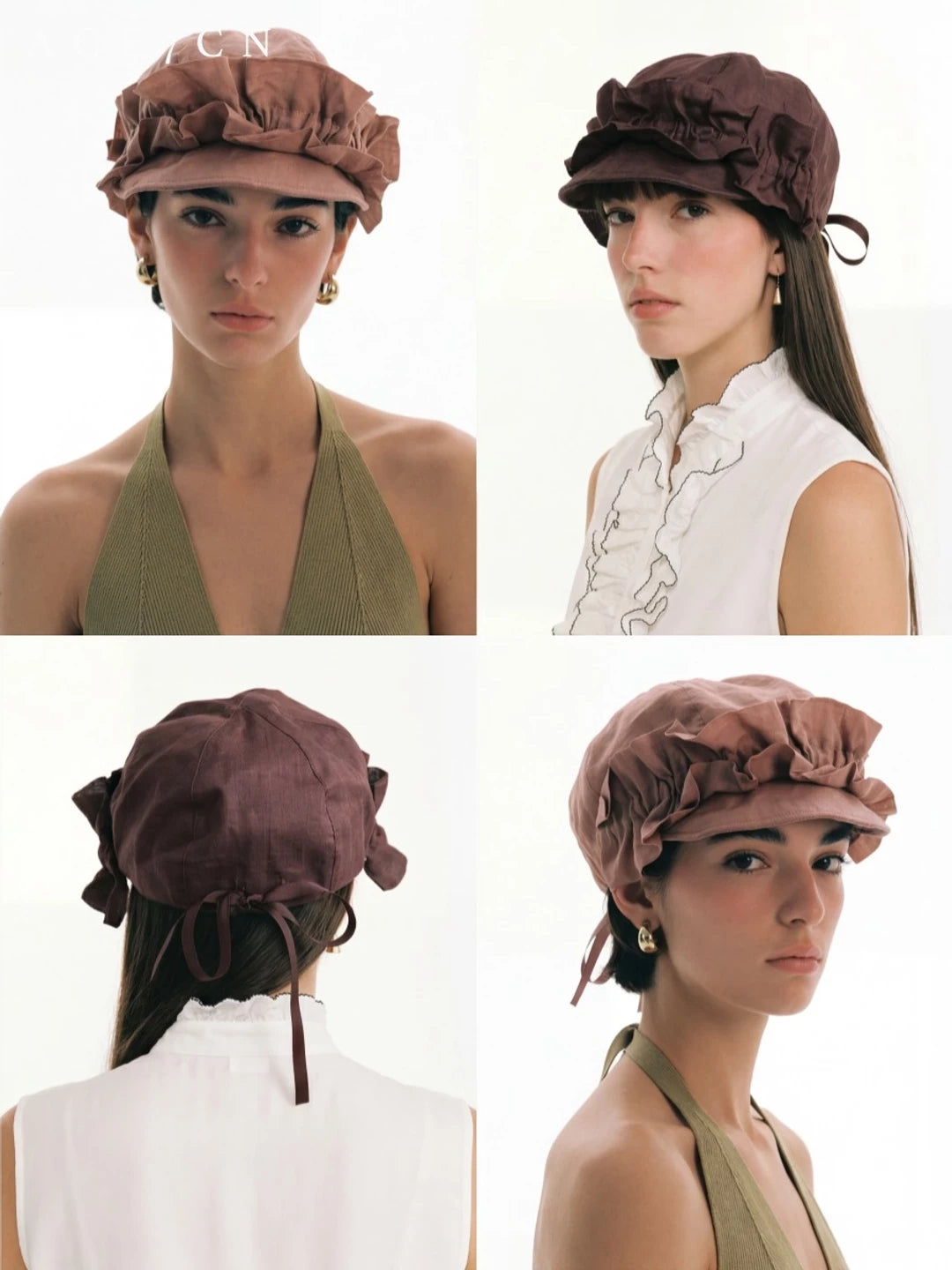 Pinched-Flower Ramie Equestrian Cap — ACE7CN