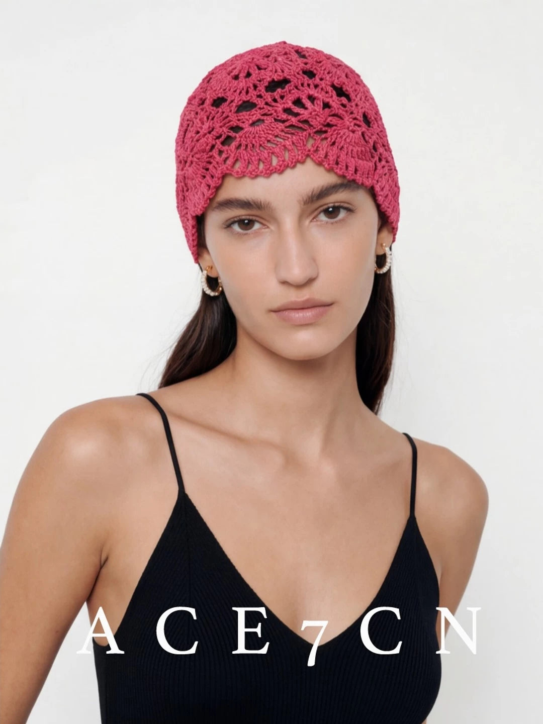 Openwork Knit Wrap Beanie — ACE7CN