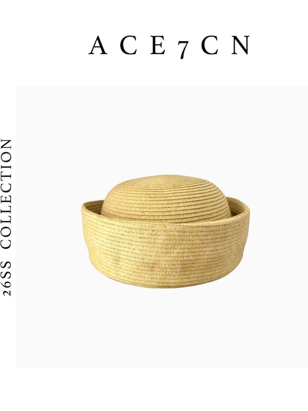 Yellow Brimless Straw Pillbox Hat — ACE7CN