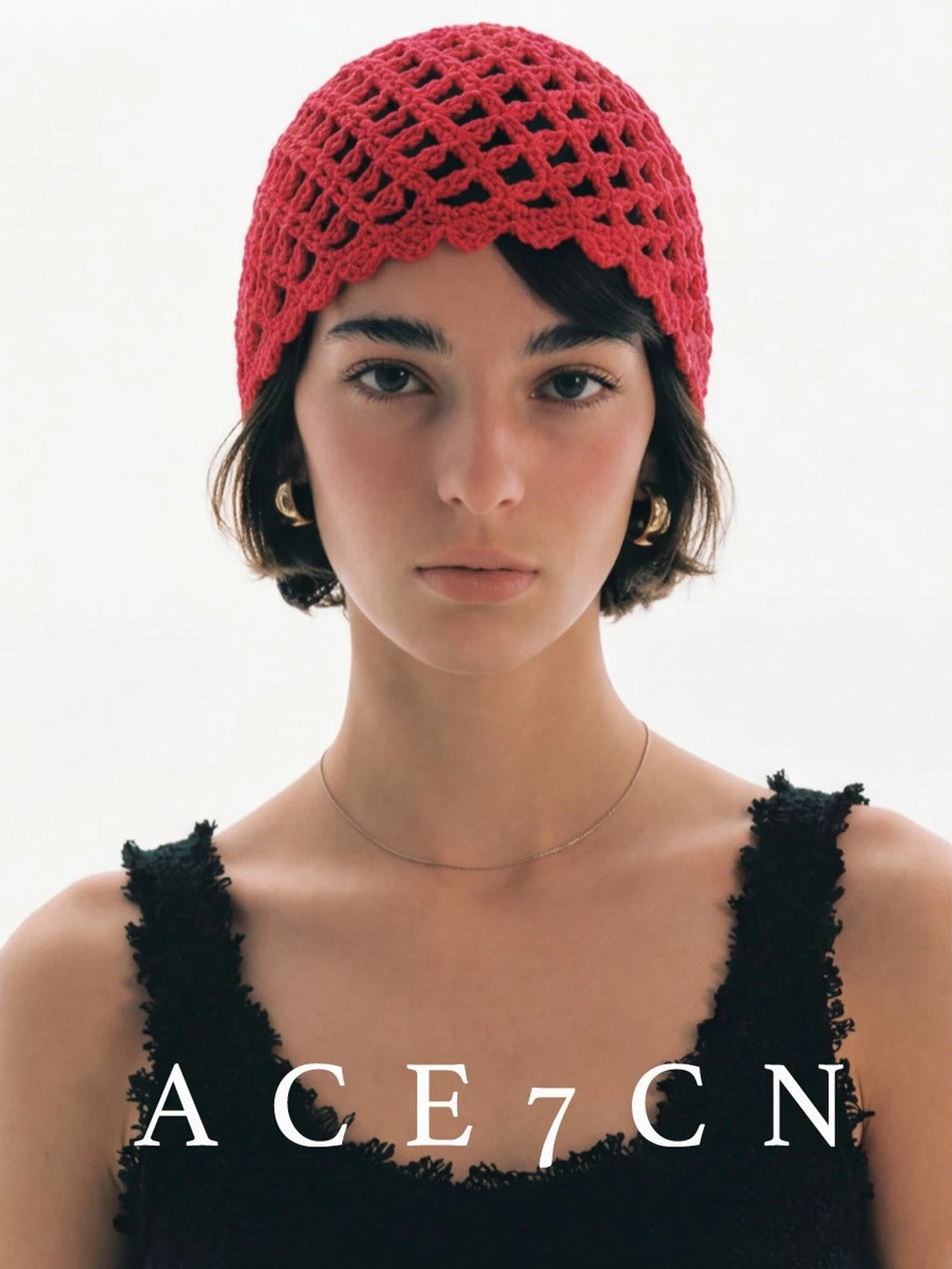 Openwork Hand-Crochet Beanie — ACE7CN
