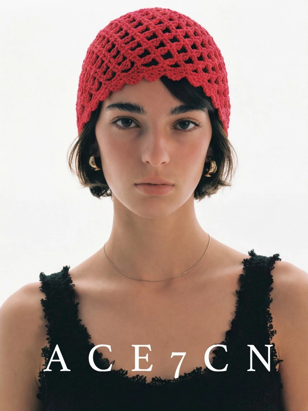 Openwork Hand-Crochet Beanie — ACE7CN