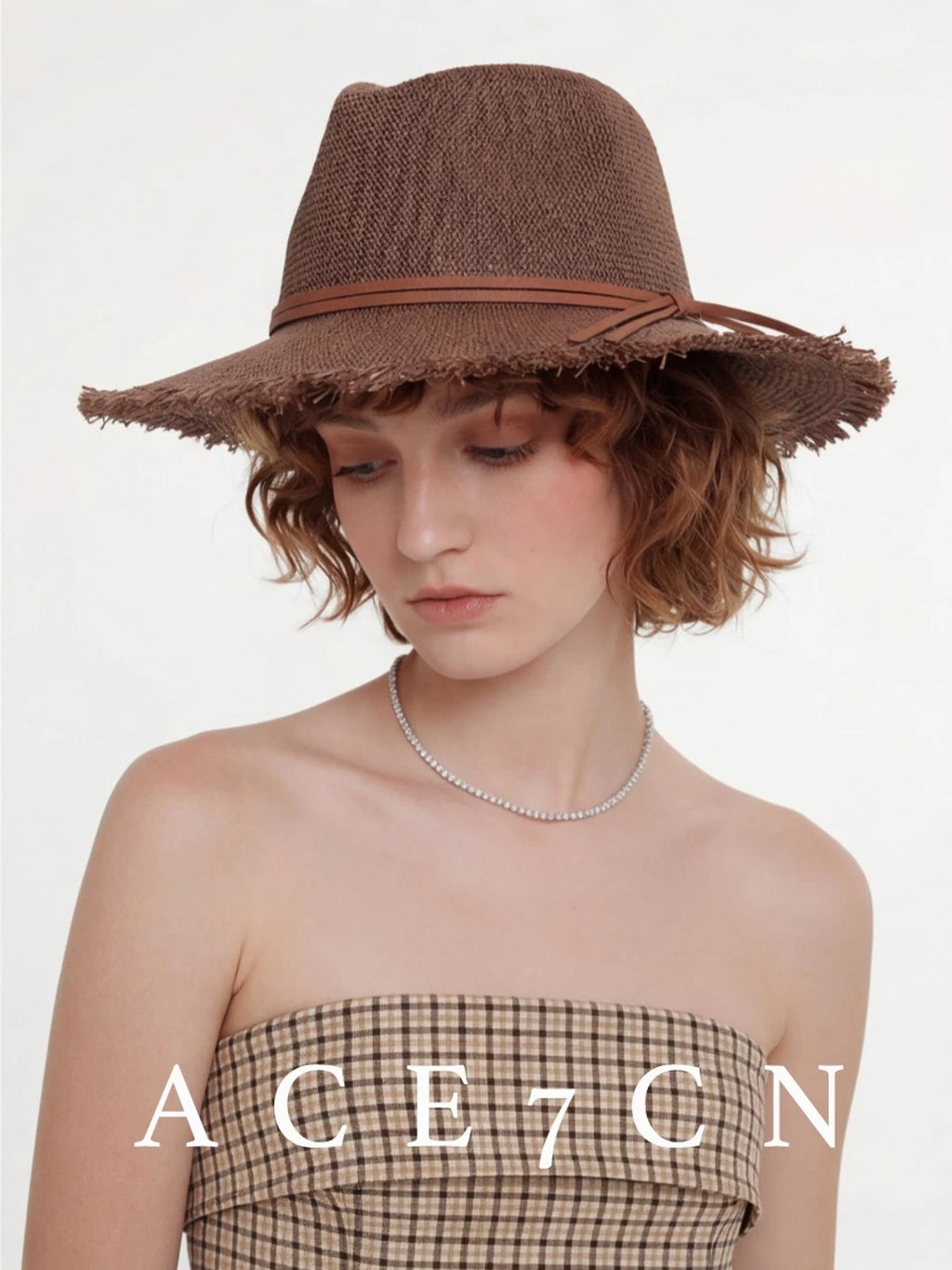 Linen-Straw Fedora Hat — ACE7CN