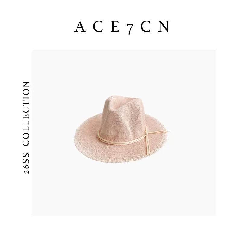 Linen-Straw Fedora Hat — ACE7CN