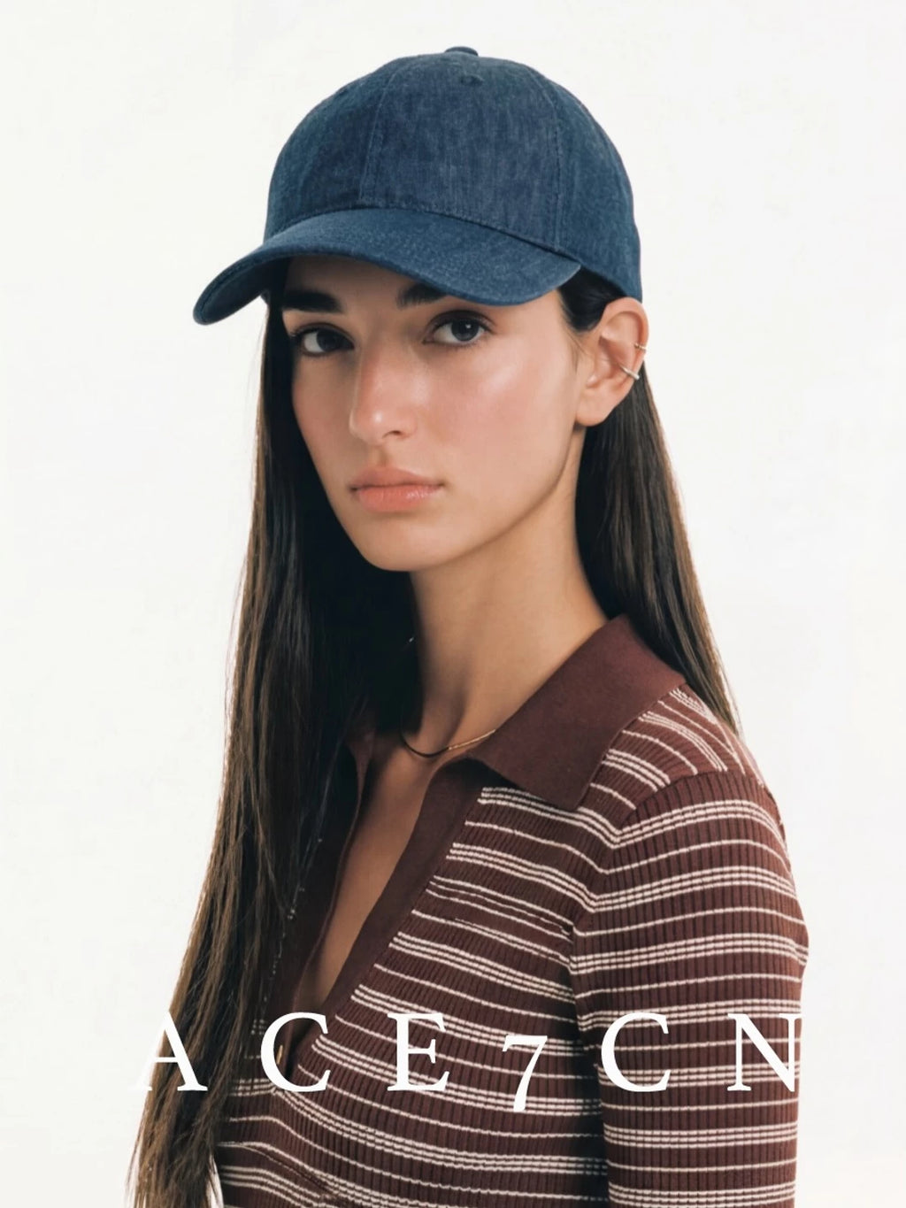 Denim-Linen Equestrian Cap — ACE7CN