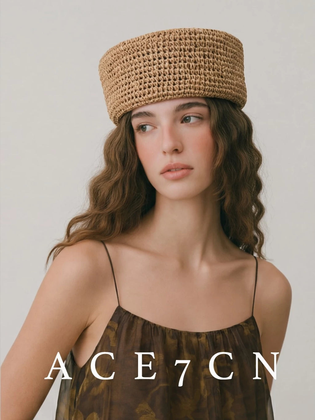 Openwork Straw Pillbox Hat — ACE7CN