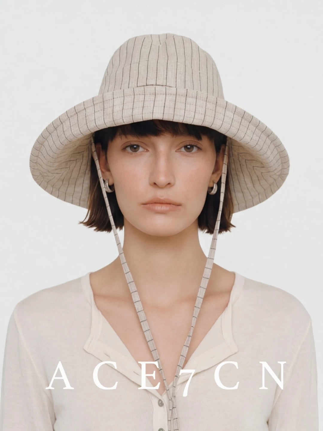 Wide-Brim Striped Bucket Hat — ACE7CN
