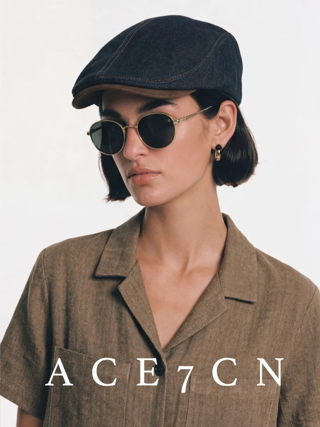 Suede-Peak Denim Flat Cap — ACE7CN