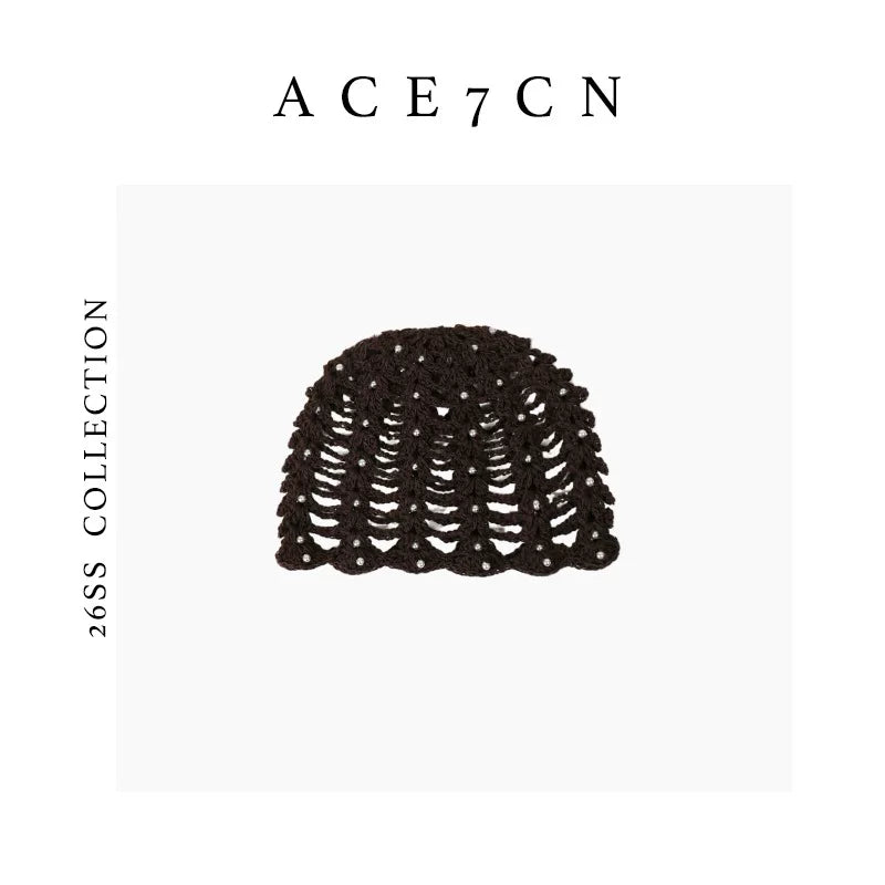 Shimmer Openwork Woven Head Scarf Hat — ACE7CN