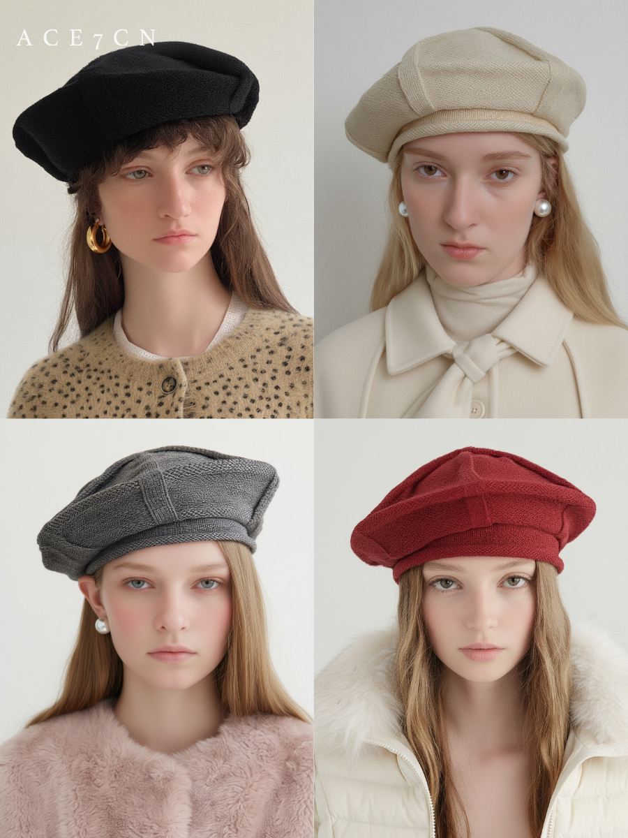 Octagonal Knit Wool Painter Beret — ACE7CN