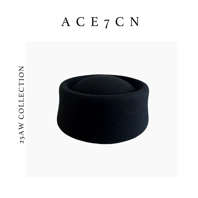 Large-Fit Wool Pillbox Hat — ACE7CN