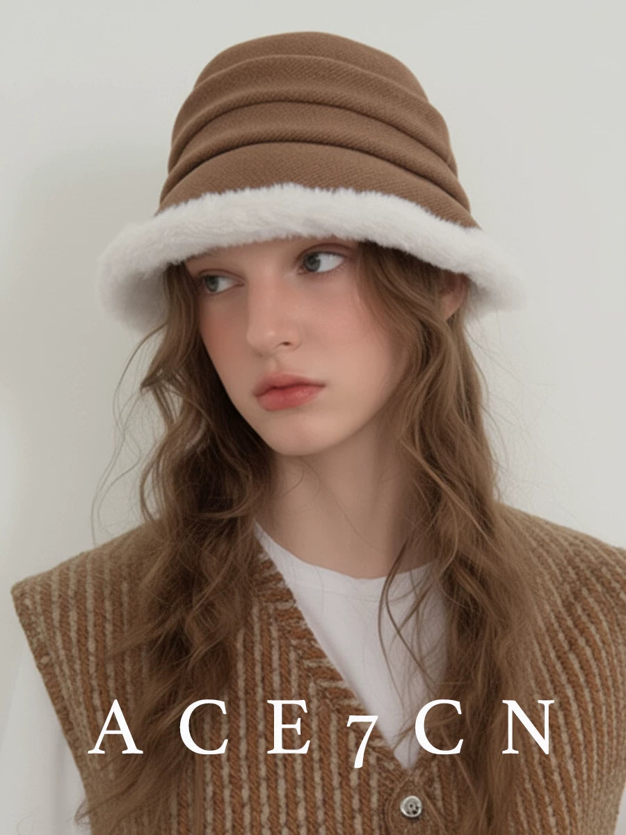 Shearling-Effect Cloche Bucket Hat — ACE7CN