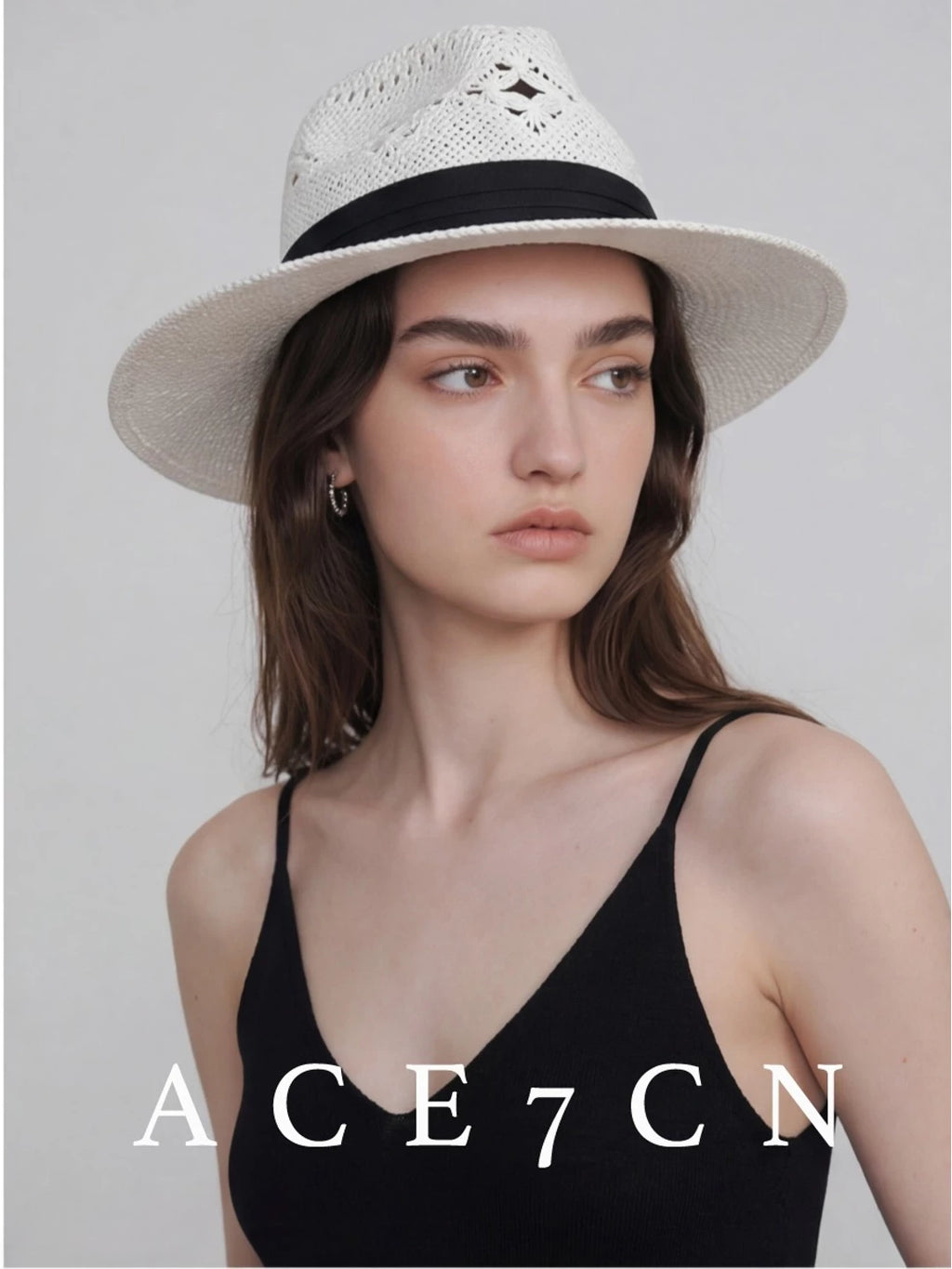 Openwork Hand-Woven Straw Fedora — ACE7CN