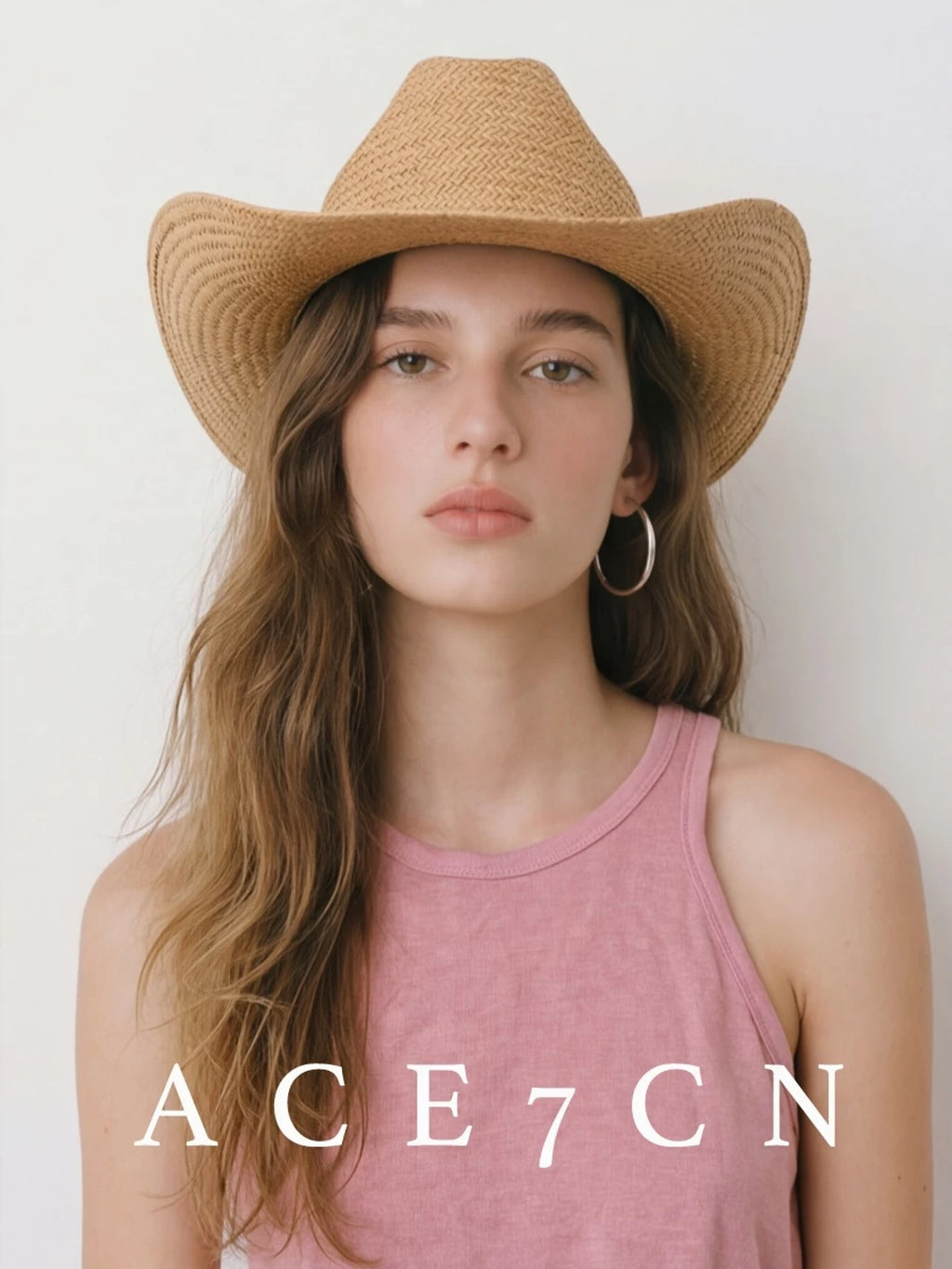 Wide-Brim Paper-Straw Western Hat — ACE7CN