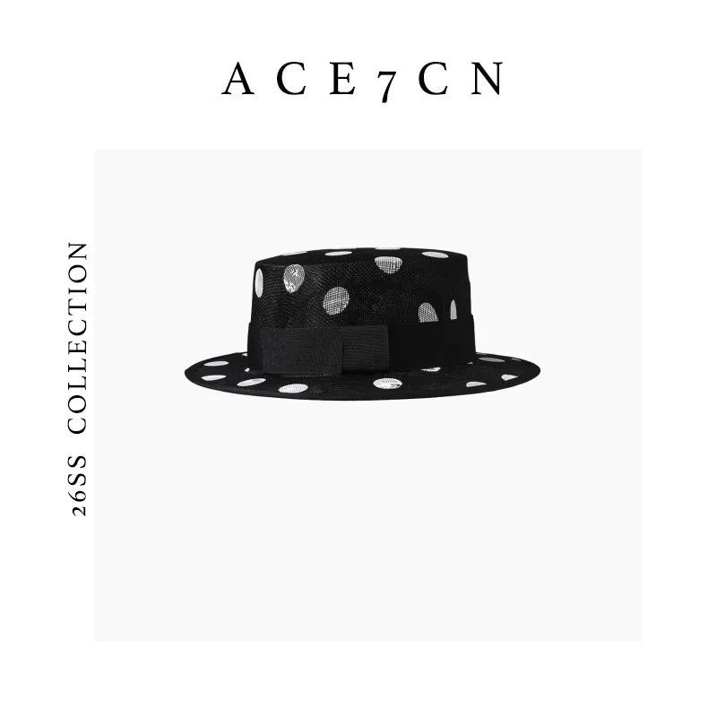 Polka-Dot Straw Panama Hat — ACE7CN