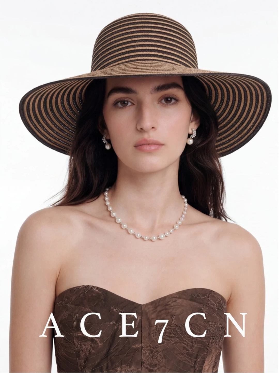 Striped Dome-Crown Straw Hat — ACE7CN