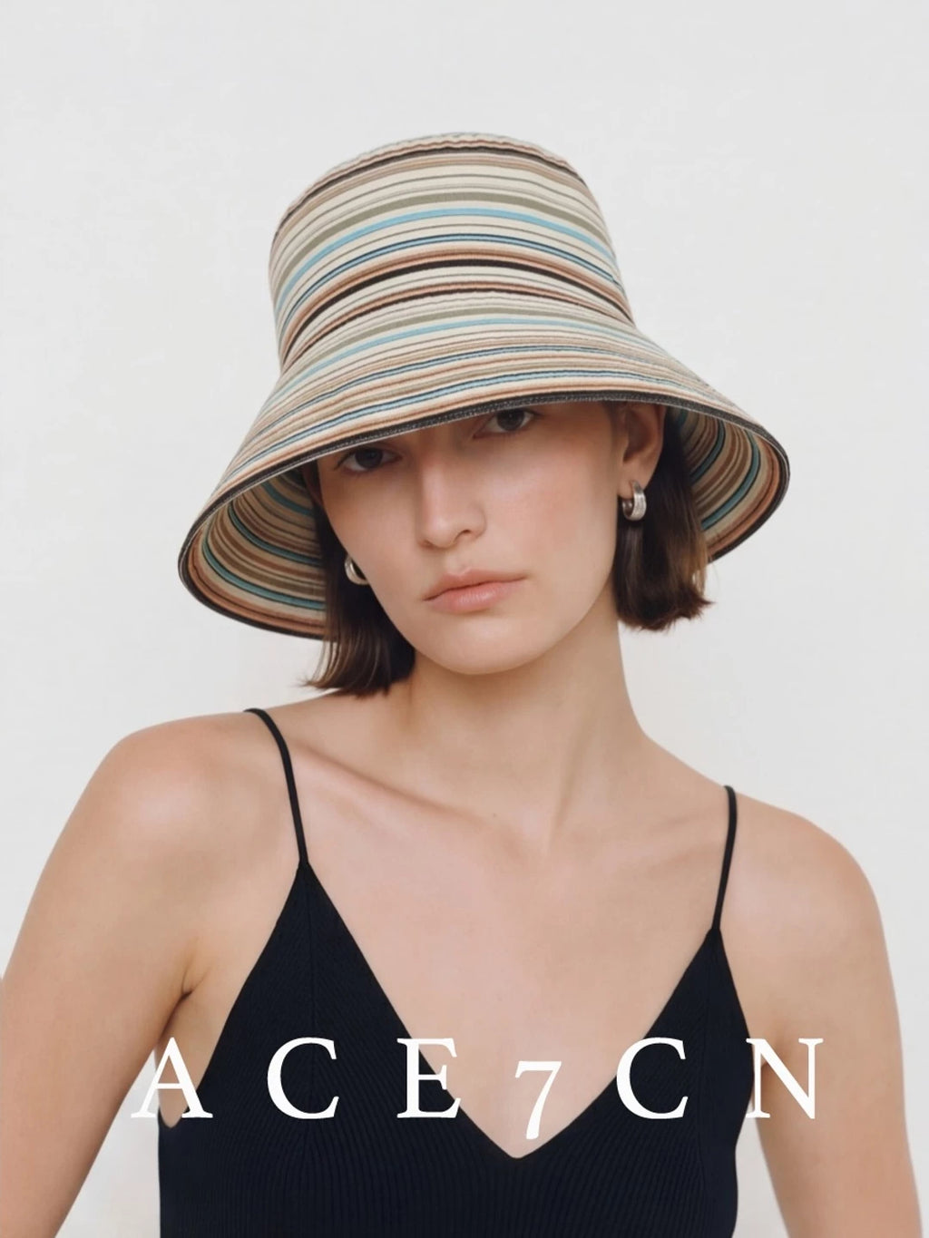 Multi-Stripe Roll-Brim Bucket Hat — ACE7CN