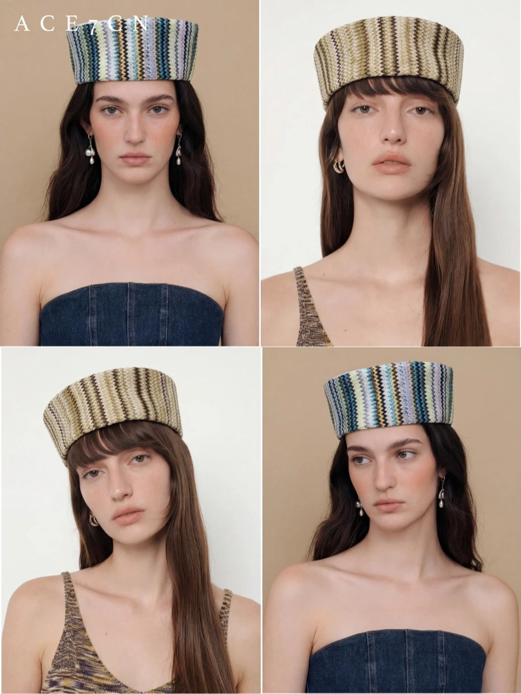 Woven Tweed Pillbox Hat — ACE7CN