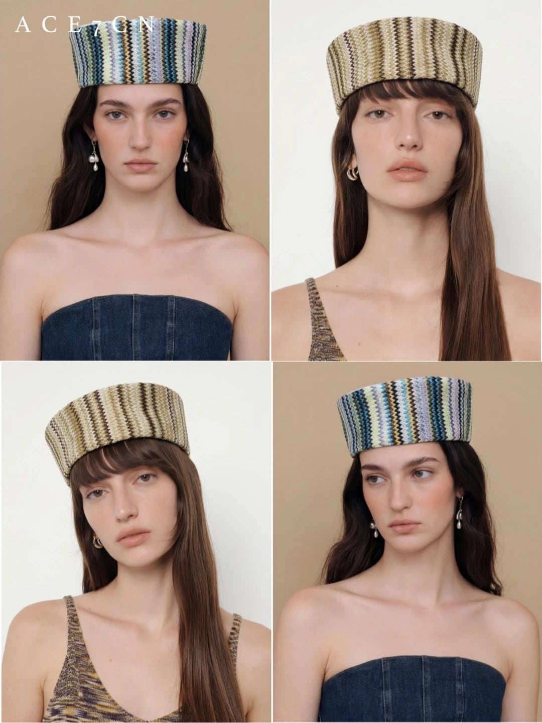 Woven Tweed Pillbox Hat — ACE7CN