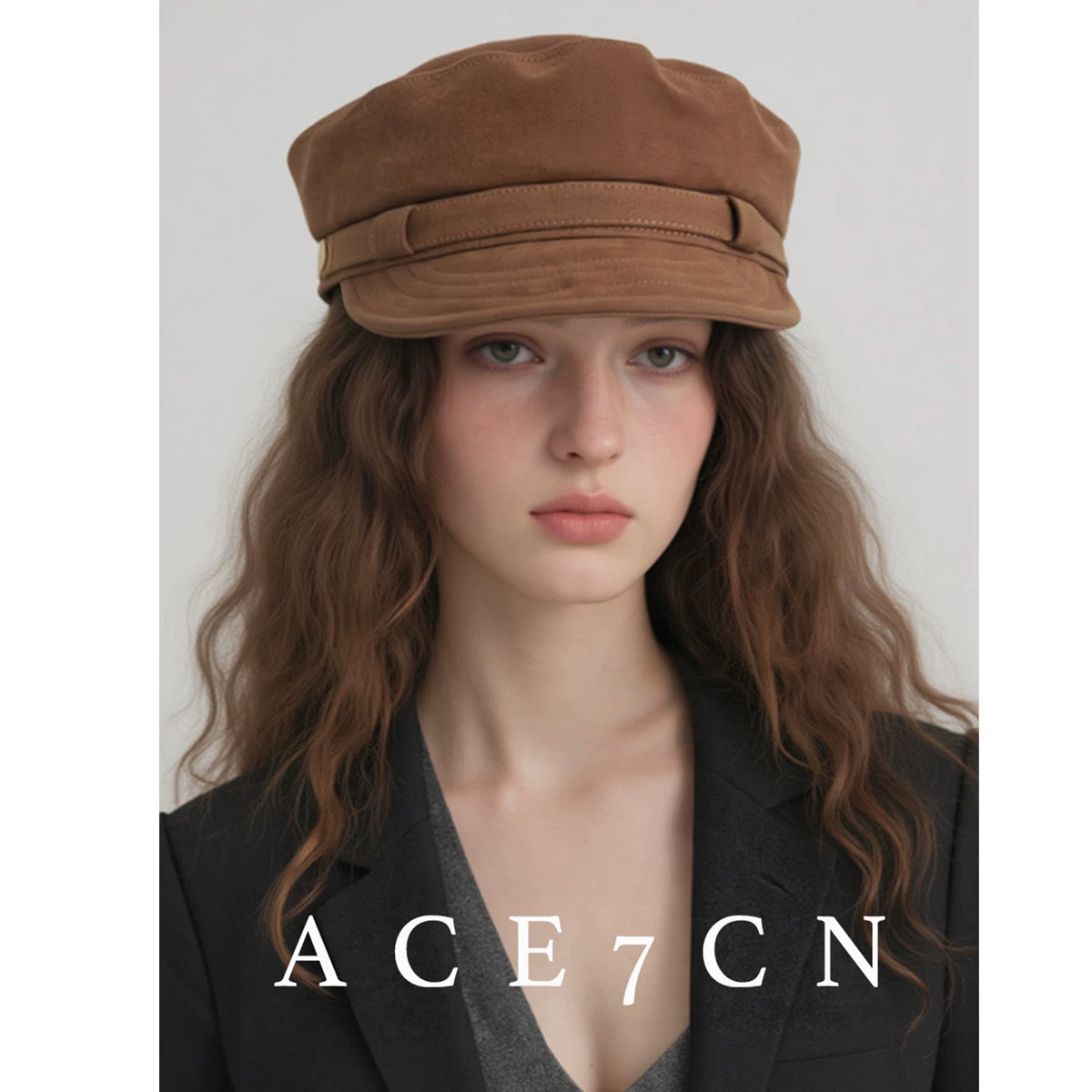 Suede Eight-Panel Newsboy Cap — ACE7CN