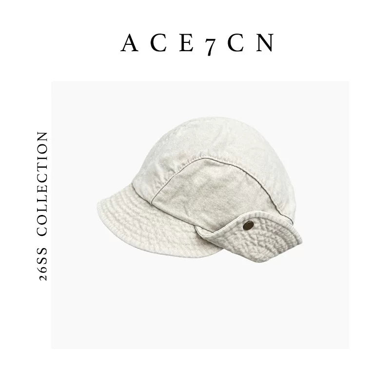 Sand-Washed Ear-Flap Riding Cap — ACE7CN