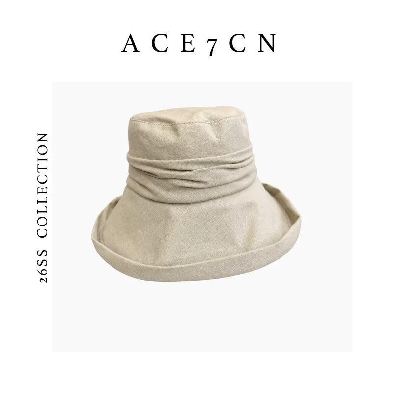 Hand-Pleated Cotton-Linen Bucket Hat — ACE7CN