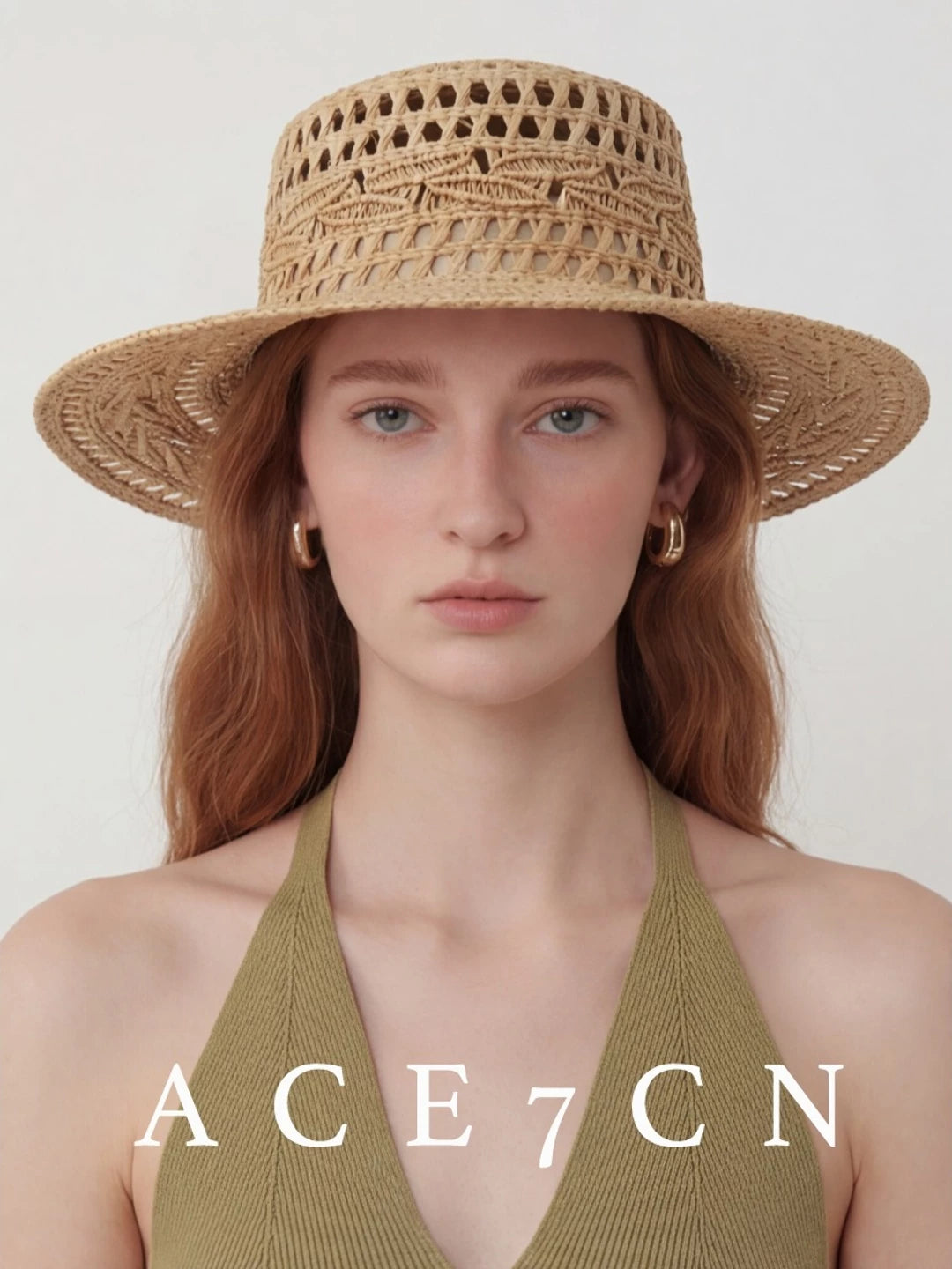 Openwork Hand-Woven Raffia Fedora — ACE7CN