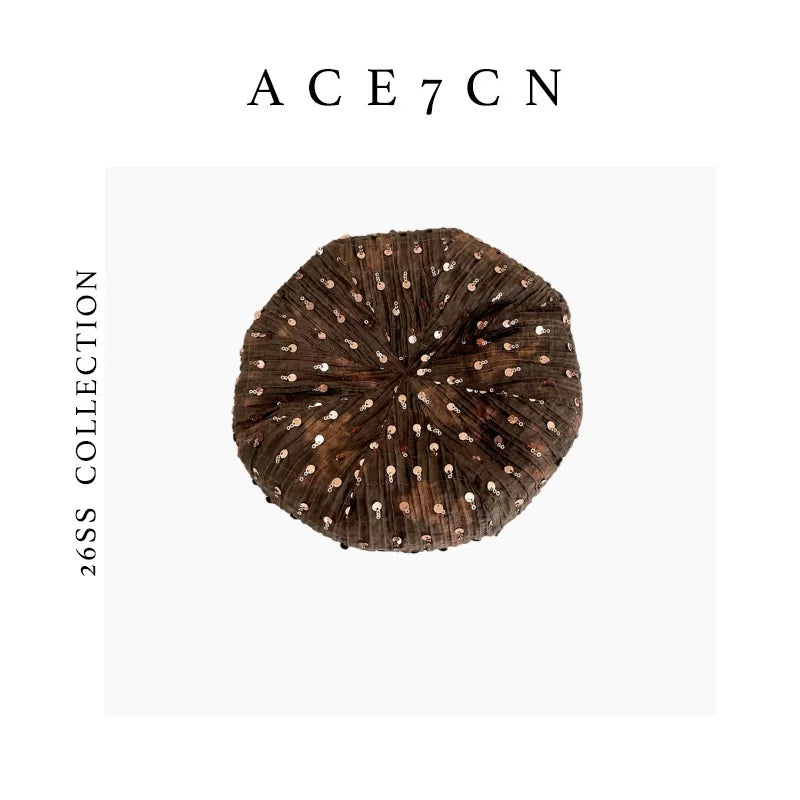 Sequin-Embellished Tencel-Linen Beret — ACE7CN