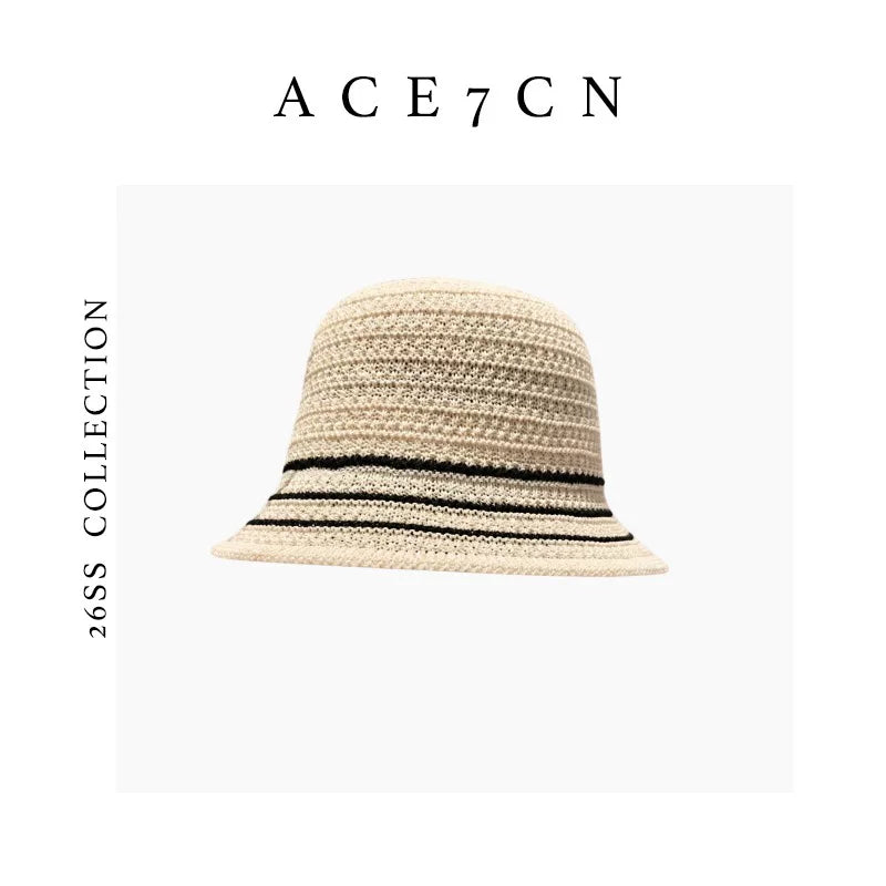 Two-Tone Striped Bucket Hat — ACE7CN