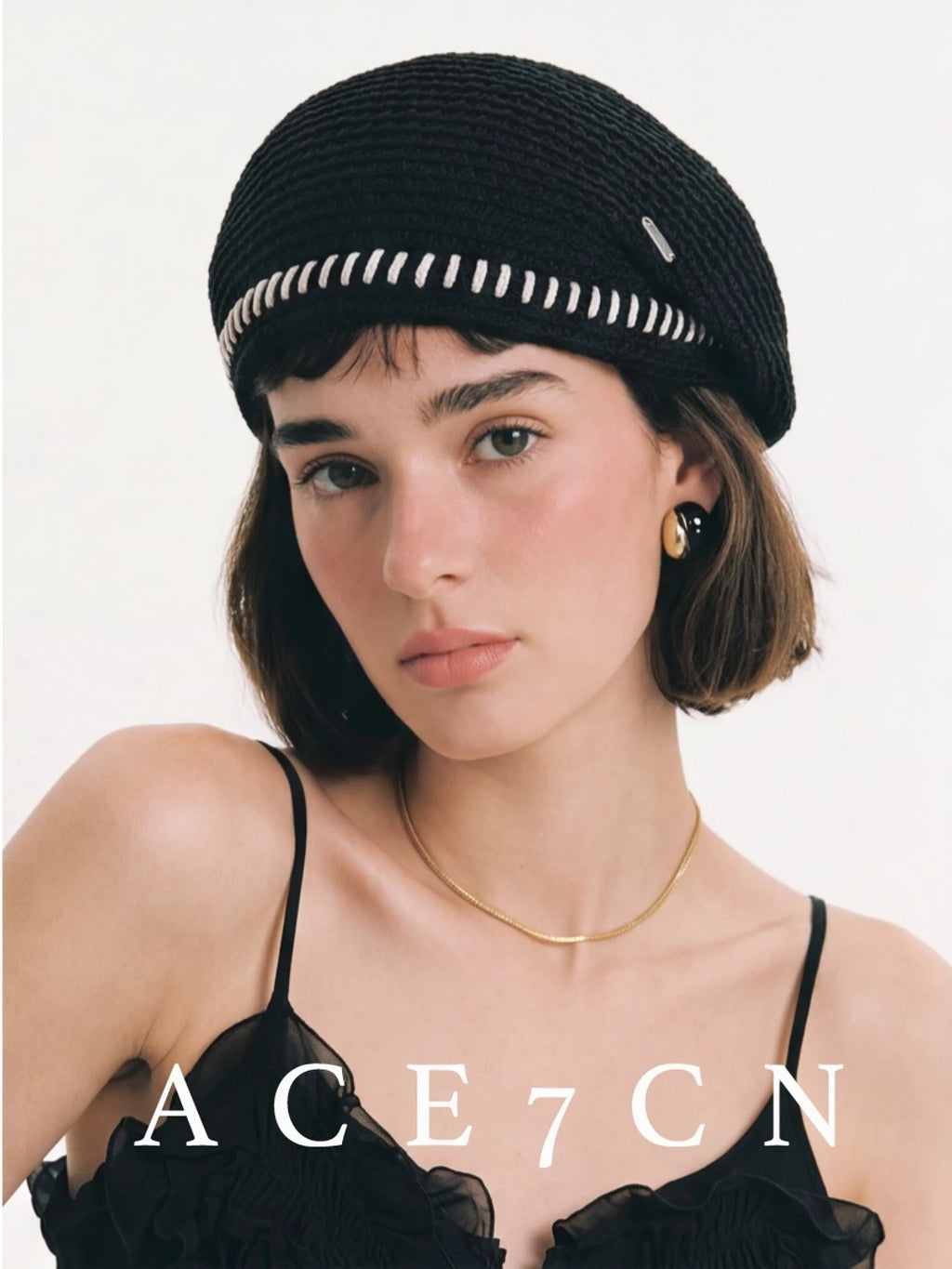 Hand-Stitched Openwork Painter Beret — ACE7CN